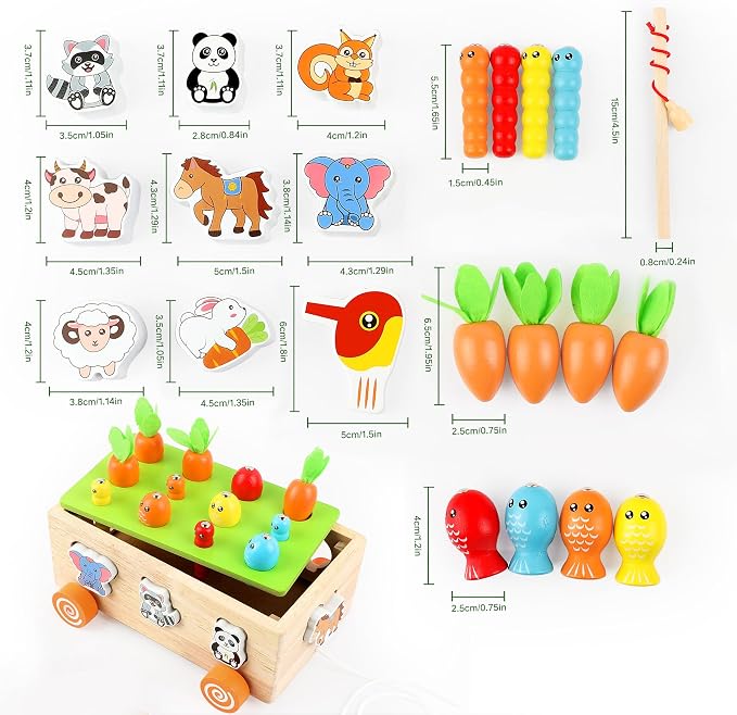 Montessori Wooden Pull Along Toy, Shape Sorting Educational Game for Toddlers 1-3 Years Old. Perfect First Birthday Gift for Baby Boys Girls, Preschool Learning Toy Develops Fine Motor Skills - Image 2