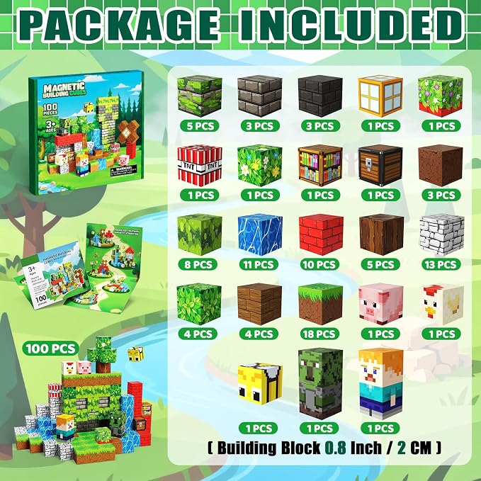 Magnetic Blocks, 100PCS Building Cubes, Boys Kids Gifts Toys - Image 2