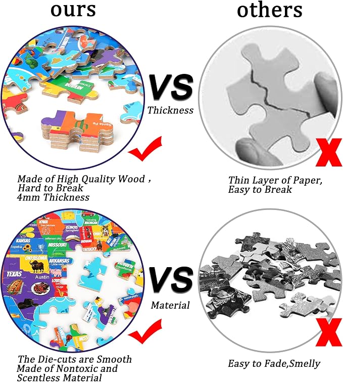 LELEMON 100 Pieces Puzzles for Kids Ages 4-8, 4 Set Kids Puzzle Ages 6-8,United States World Solar System Construction Site Children Learning Educational Puzzless Toys for Boys and Girls - Image 4