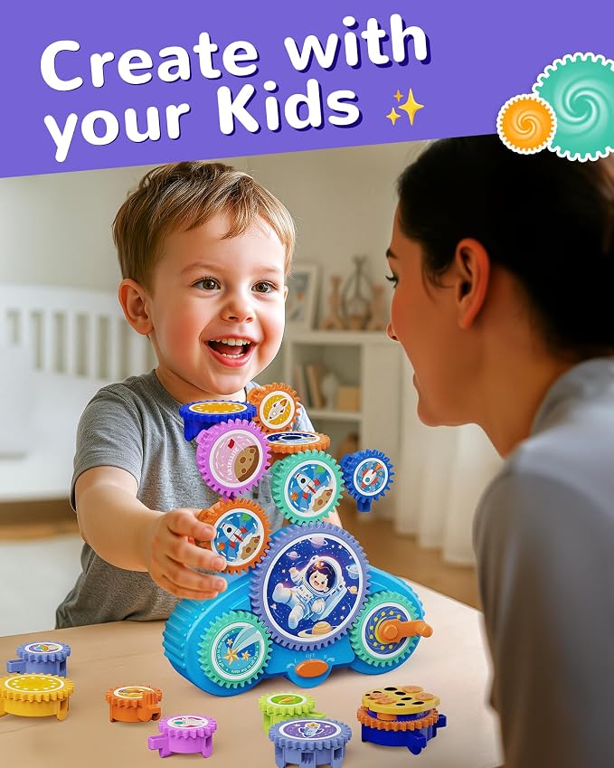 KOKODI Gear Building Toys for Kids, Electric & Manual Construction Set for Kids, Engineering Learning Kit for Ages 3-8 Years Old, Birthday Gifts & Preschool Educational Toys for Boys Girls - Image 3
