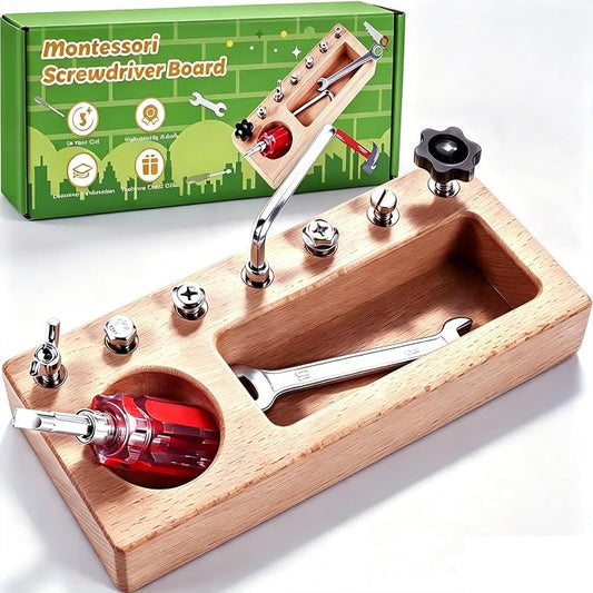 Montessori Screwdriver Board Set, Montessori Toys for 3 4 5 Year Old, Wooden Screw Driver Activities Tools, Fine Motor Skills Preschool Learning Sensory Toy by WoodTrove