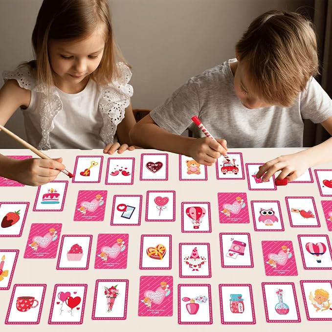 gisgfim 100 PCS Memory Matching Game Valentine's Day Concentration Memory Games Card Educational Game for Kids Educational Ages 3-8 A Fun & Fast Heart Gnome Matching Games - Image 7