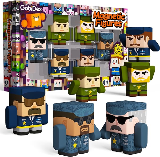 GobiDex 6PCS Magnetic Army Men, Compatible with Magnetic Building Blocks by GobiDex