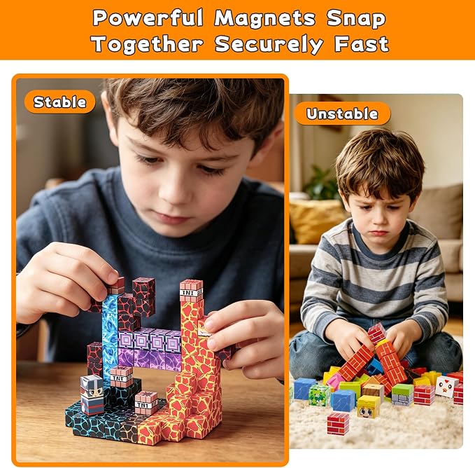 150PCS Magnetic Building Blocks for Kids Ages 3-8, 0.8in STEM Magnetic Cubes, Montessori Construction Toys for Boys Girls, Creative Educational Building Set, Birthday - Image 5