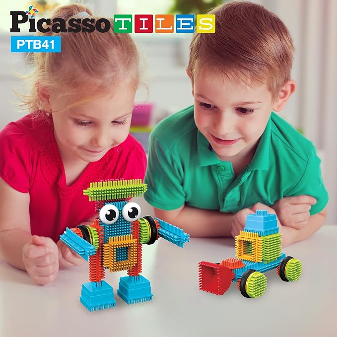 PicassoTiles Toys 41 piece Hedgehog Block Building Blocks Construction Toy Set w/IdeaBook Learning Playset None Magnetic STEM STEAM Educational Kit Child Brain Development Preschool Kindergarten PTB41 - Image 2