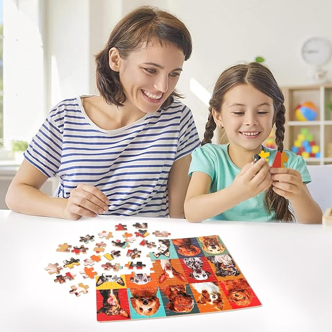 LELEMON Puzzles for Kids Ages 4-8,100 Pieces Funny Dog Jigsaw Puzzles in a Metal Box,Puppy Animal Puzzle for Children,Learning Educational Toys for Boys and Girls - Image 6