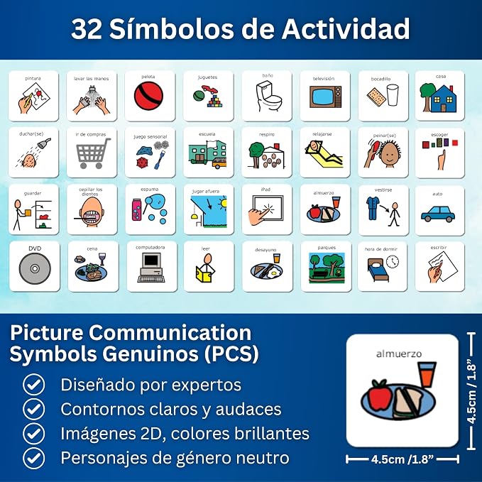 First Then Visual Schedule for Kids –Premium Durable Plastic –32 Communication Cards –Autism Learning Materials –Special Education Classroom (Spanish) - Image 4