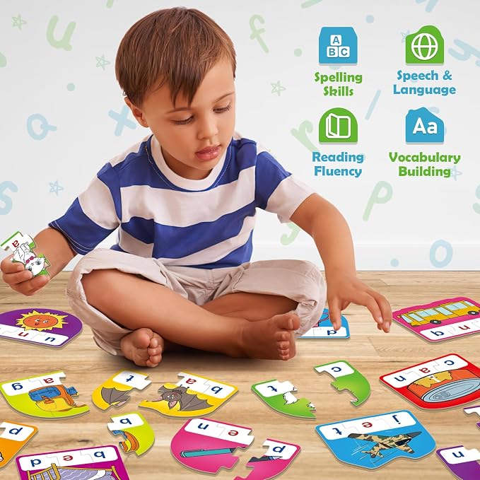 CVC Puzzle Cards for Kids,CVC Word Games,Toddler Speech Therapy Toys,3 Alphabet Letter Word Puzzles,Learning Reading Spelling Games,Preschool Kindergarten Classroom Must Haves - Image 7