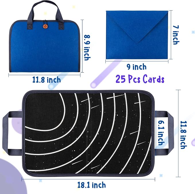 WATINC Travel Felt Board Story Set - 25PCS Portable Felt Board Educational Birthday Gift for Boys & Girls, Themed Storytelling Preschool Early Learning Interactive Play Kit for Toddlers (Space) - Image 2