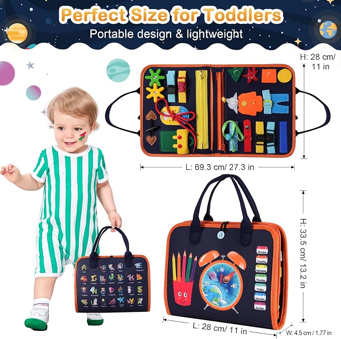 Teefrye Toddlers Busy Board Montessori Toys for Boy Learning Activity Book - Image 7