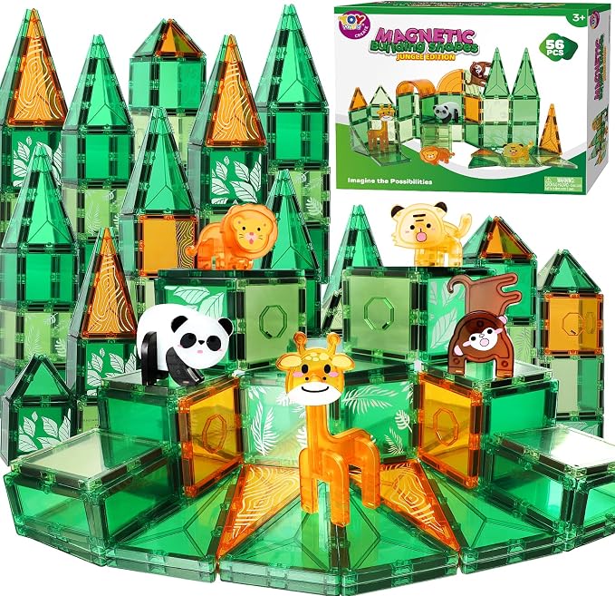 TOY Life 56-Piece Animal Magnetic Tile Building Set, STEM Toy, Ages 3+ by TOYLife