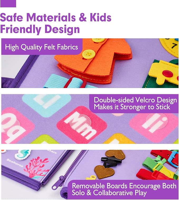 hahaland Busy Board Montessori Toys 3 Year Old Girl Gifts 3rd Bithday Idea - Image 6