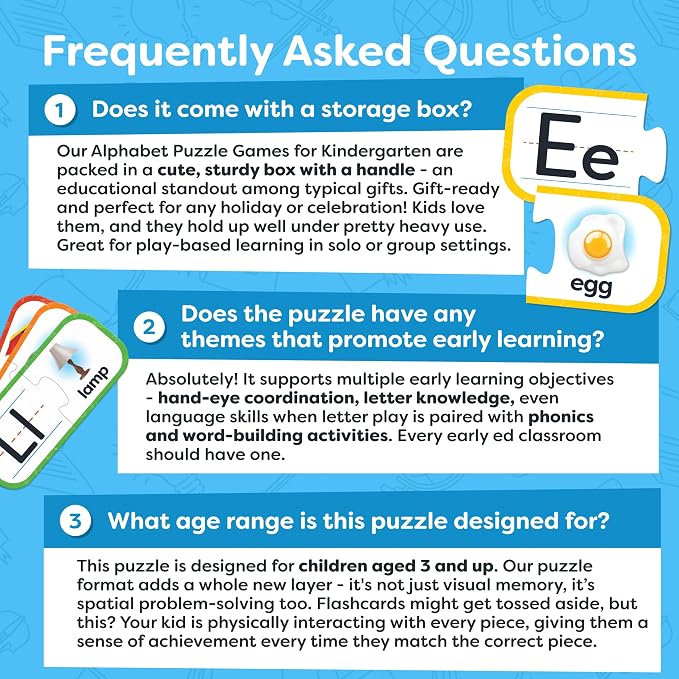 Alphabet Puzzle Games for Kindergarten - 26 Pairs Self-Correcting ABC Puzzles for Kids Ages 3-5 - ABC Puzzle Matching Game, Alphabet Puzzles Toddler Learning Toys - Preschool Classroom Must Haves - Image 9