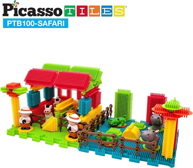 Picasso Toys PTB100 100pcs Hedgehog Block 3D Building Blocks Tiles Safari Theme Set Learning Playset STEM Toy Set Educational Kit Child Brain Development Preschool Kindergarten Toy for Age 3 & Up - Image 4