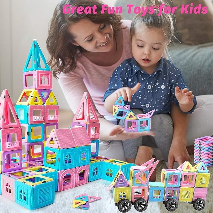 Tolnetr 124PCS Magnetic Tiles Toys for 3 4 5 6 7 8+Year Old Boys Girls - Image 4