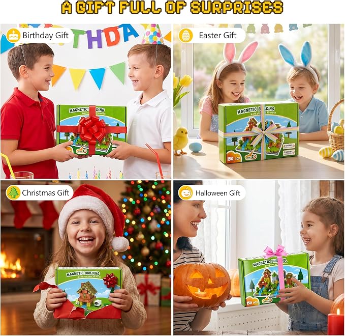 150PCS Magnetic Blocks, Magnetic Building Blocks, 0.63in Magnetic Building - Image 8