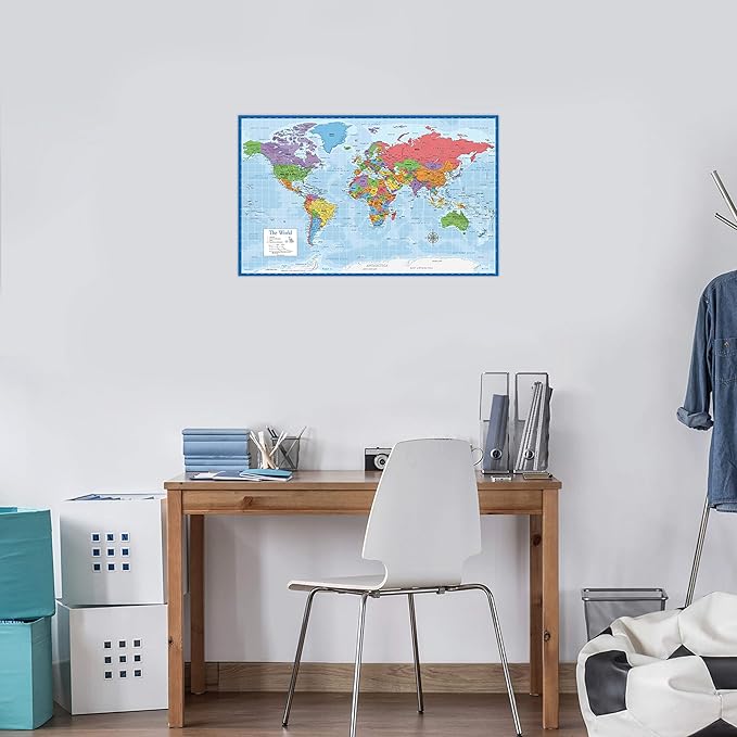 Laminated World Map & US Map Poster Set - 18" x 29" - Wall Chart Maps of the World & United States - Made in the USA - (LAMINATED, 18" x 29") - Image 8