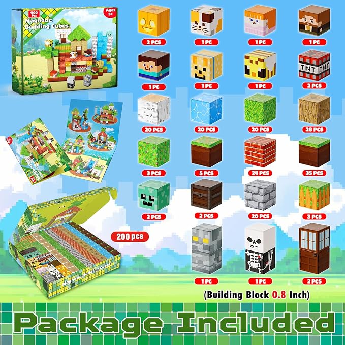 ToyUnited 200PCS Magnetic Blocks - Magnetic Building Blocks, Magnet Cubes Game, Stacking Forest Set, STEM Montessori Sensory Stacking Toys for Kids Boys and Girls Ages 3+ Birthday Gifts - Image 2
