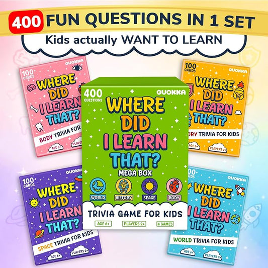 Quokka Trivia Games for Kids - 4 Set World, Space, History and Human Body - Image 2
