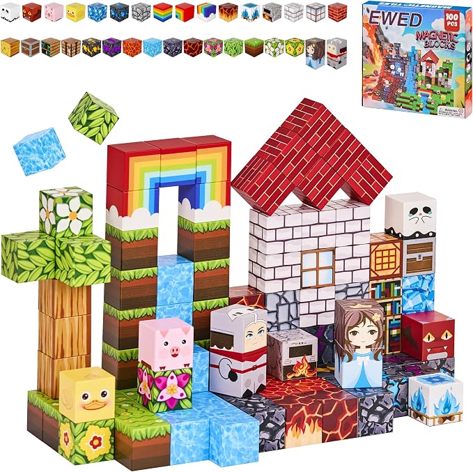 100PCS Magnetic Blocks, Magnetic Building Blocks Cubes Tiles for Kid - Image 8