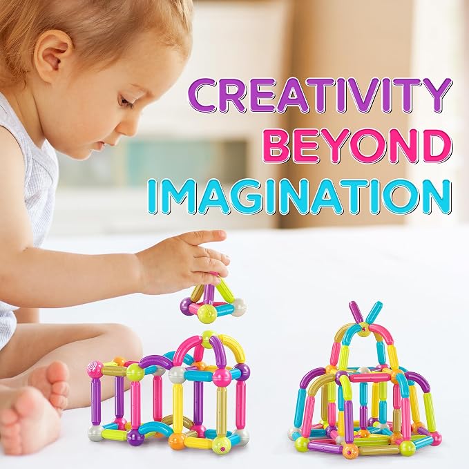 Contixo ST2 Kids Magnetic Stix Stick 68 PCs 3D Building Blocks STEM Construction Playboards Creativity, Imagination, Recreational, Educational for Children Toddler, 3+ Year Old Boys and Girls - Image 5