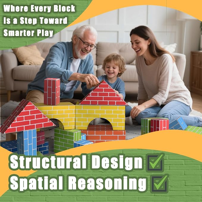 26-Pack Cardboard Building Blocks for Kids: Heavy-Duty Jumbo Stacking Gifts - Image 3