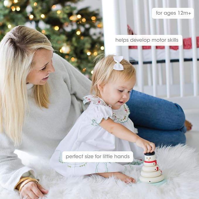 Pearhead Christmas Snowman Stacking Toy Set, Holiday Toys for Toddlers - Image 2