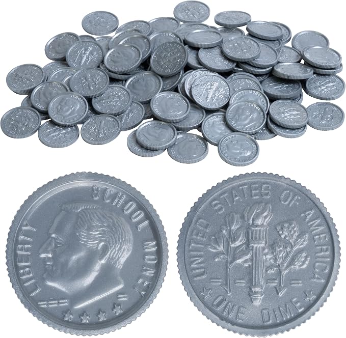 Learning Advantage Play Dimes, Set of 100 Plastic Coins by LEARNINGADVANTAGE