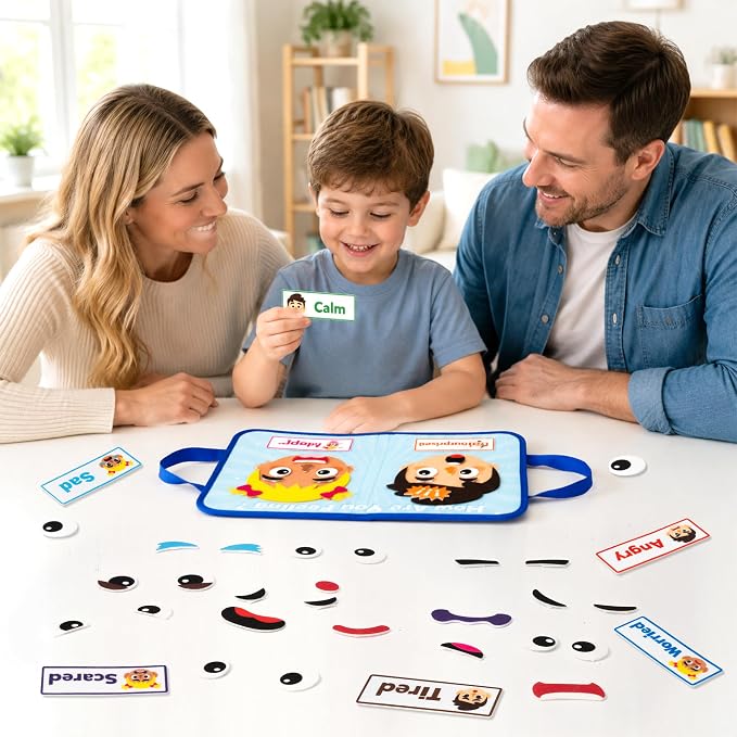 WATINC Travel Felt Board Story Set - Portable Felt Board Educational Birthday Gift for Boys Girls, Themed Storytelling Preschool Early Learning Interactive Play Kit for Toddlers (Emotional) - Image 6