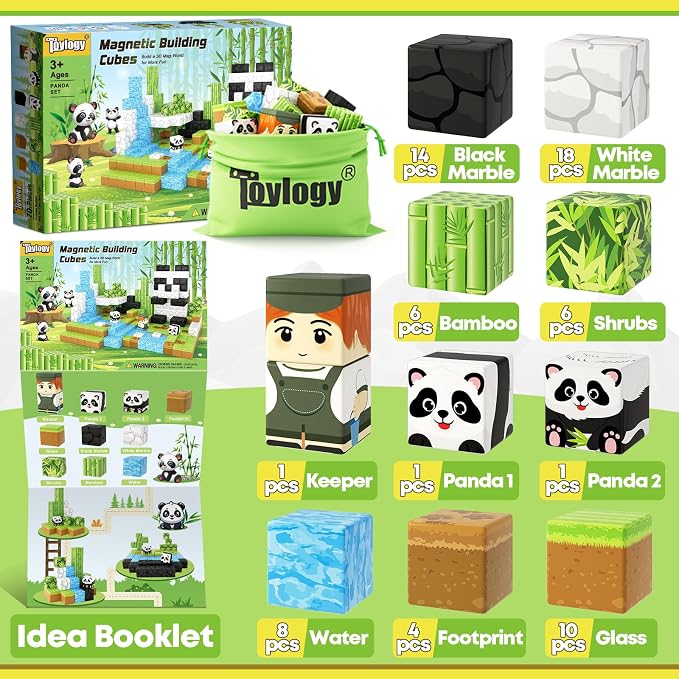 Magnetic Blocks-Build Mine Magnet World Panda Edition STEM Toys for Kids 3+ - Image 9