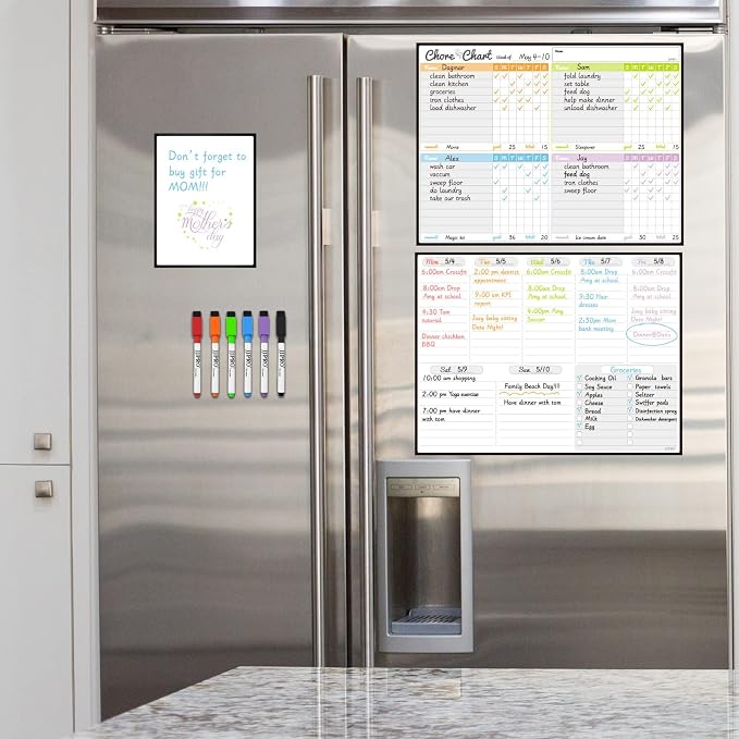 JJPRO Magnetic Dry Erase Chore Chart and Weekly Calendar Set for Fridge-Chore Chart for Multiple Kids,Weekly Planner Board,Family Chore Board for Multiple Kids&Adults,Bonus to-do Whiteboard - Image 7