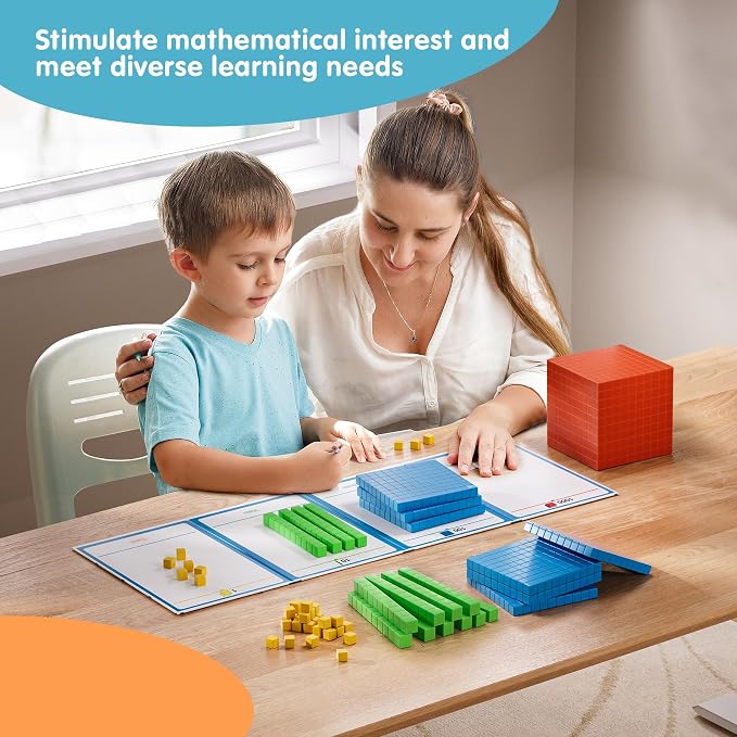 2 pack Base Ten Blocks Plastic Place Value Blocks with 80 rod - Image 2