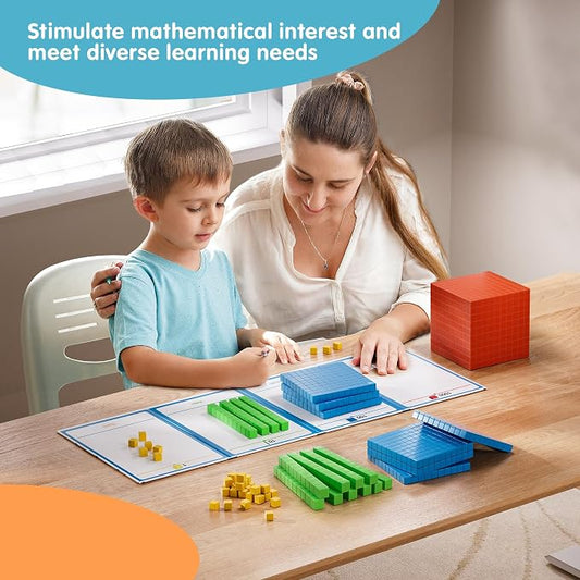 2 pack Base Ten Blocks Plastic Place Value Blocks with 80 rod - Image 2