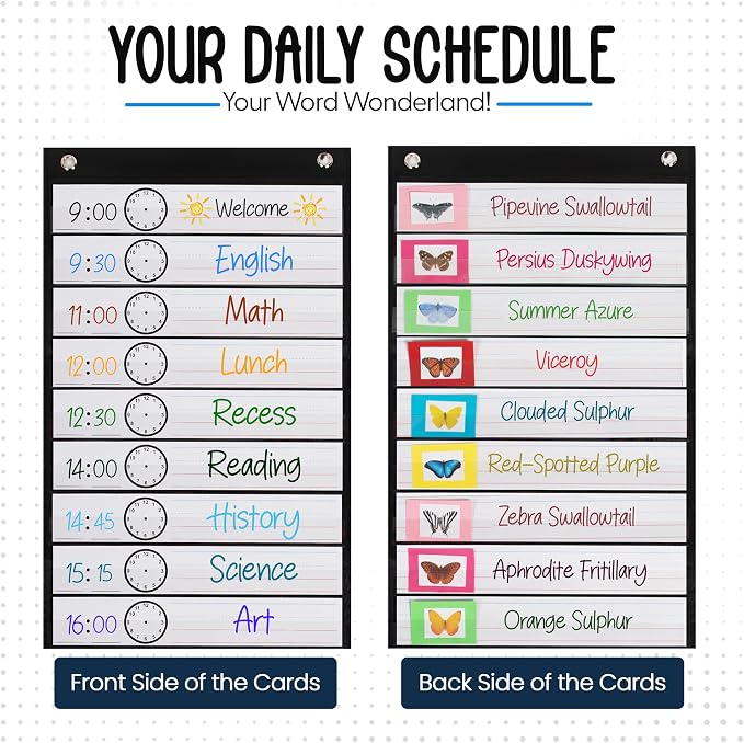 Essex Wares - Daily Schedule Pocket Chart, Black, 13 Pockets - Image 5