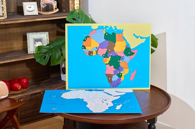 Premium Montessori Africa Puzzle Map with Control Cards – Wooden Geography Teaching Aid, 57cm (22.4in), Color-Coded Countries Knobbed, Sensorial Learning Toy for Kids Ages 3-6, Homeschool & Classroom - Image 5