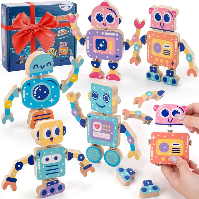 KODATEK Wooden Snap-Together Building Toys, Take Apart Robot Toys Playset by LetKidsChildhoodBeFullJoy