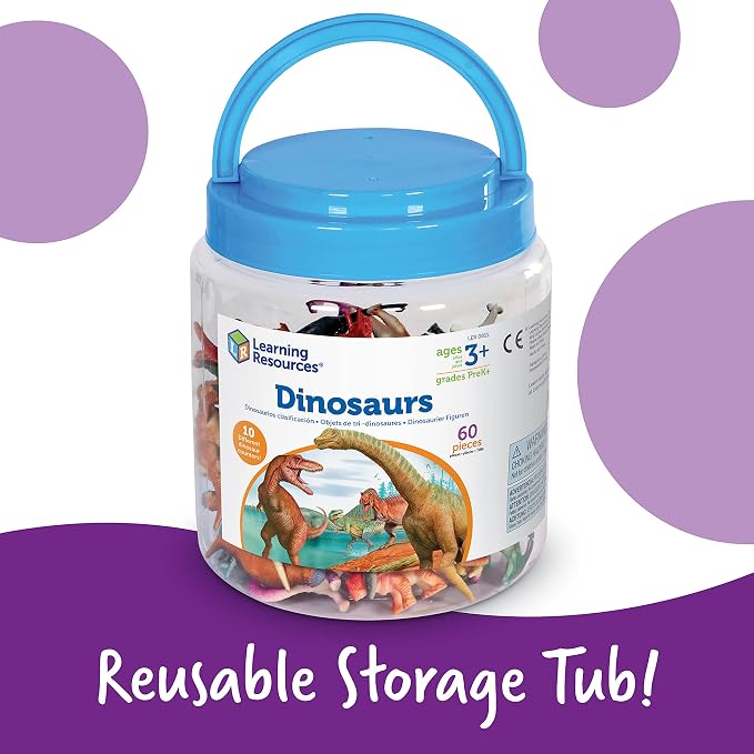 Learning Resources Dinosaur Counters - 60 Pieces, Ages 3+, Toddler Montessori Toys, Stacking Shape, Gifts For Boys And Girls, Sorting And Matching Skill Activities - Image 5
