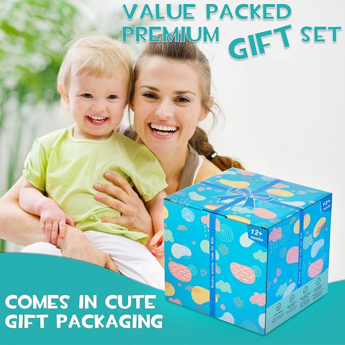 HELLOWOOD Wooden Activity Cube, 8-in-1 Montessori Baby Toys for 1+ Year Old - Image 7