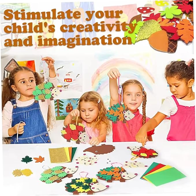 DAGLLGEW Fall Crafts for Kids 12 Pieces Hedgehog Fall Crafts DIY Art for Children's Birthday, Window Picture, Halloween, Christmas for Toddlers Activities for Kids