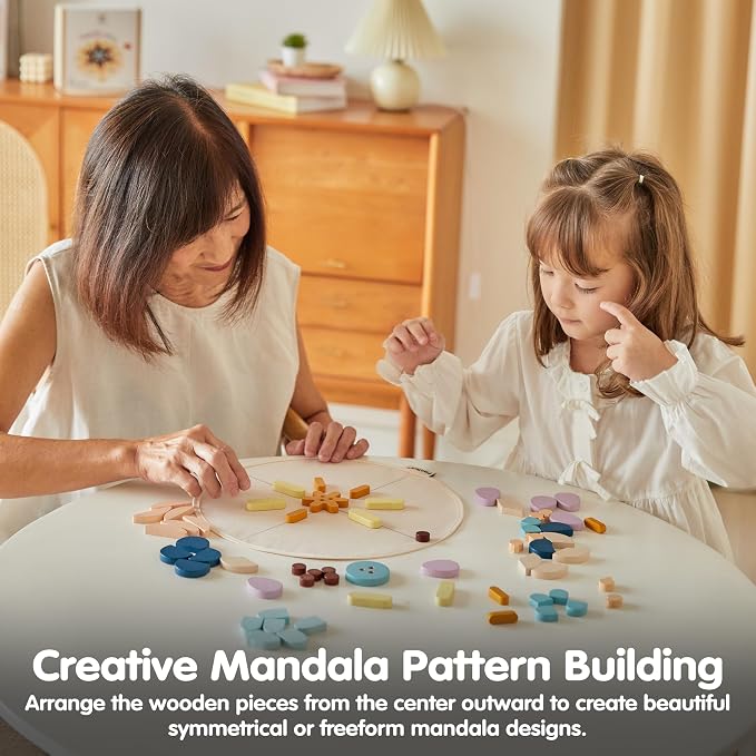 PlanToys® Wooden Mandala Set Montessori Inspired Open Ended Kids Play - Image 5