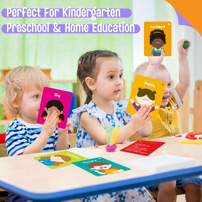 Emotions Flashcards, 50 Different Feelings with Coping Skills-Learn to Identify Various Moods, Cartoon Faces Emotions for Kids with Autism, ADHD -Emotion Flipbook for Therapy, Home Use - Image 6