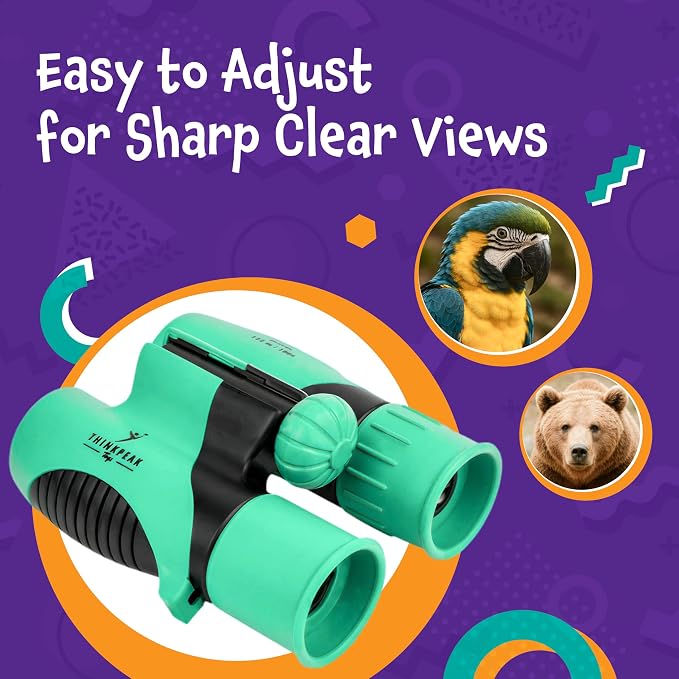 Think Peak Green Binoculars Science Toy for Kids Ages 3-12 Years - Real Compact Outdoor Adventure & STEM Educational Nature Hiking Explorer for Bird Watching, Camping Children’s Birthday Gift - Image 4