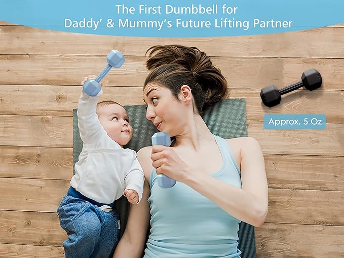 Giftty Baby Dumbbell Toy - Silicone Infant Rattle Teething Toy Teether Toddler Sensory Toy Durable Safe Exercises Workout Weight - Great Gift for Girls and Boys (1pcs 4.8oz - Gray)