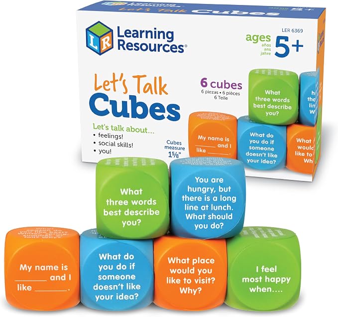 Learning Resources Let's Talk Cubes - Social Emotional Activities, Speech Therapy Materials, Ice Breaker, Occupational Sensory Gifts For Boys And Girls, Classroom Must Haves, Teacher Supplies by LearningResources