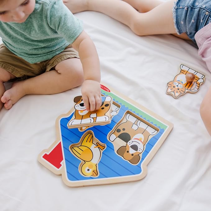 Melissa & Doug Pet Animals Jumbo Knob Puzzle, Wooden Peg Puzzle for Toddlers, Educational Toy for Shape Recognition and Fine Motor Skills, Ages 1+ - Image 8