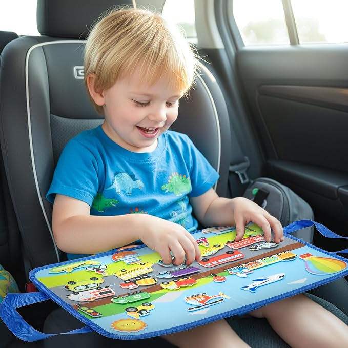 WATINC Travel Felt Board Story Set - 25PCS Portable Felt Board Educational Birthday Gift for Boys Girls, Themed Storytelling Preschool Early Learning Interactive Play Kit for Toddlers (Transportation) - Image 4