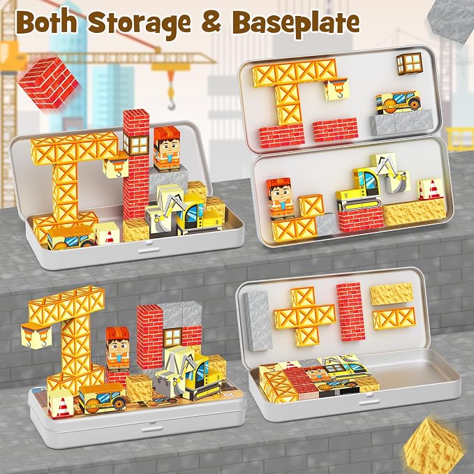 Magnetic Building Blocks for Kids, STEM Engineering Travel Toys with Portable Iron Box, Educational Construction Set for Toddlers Ages 3-8（35 Piece） - Image 3