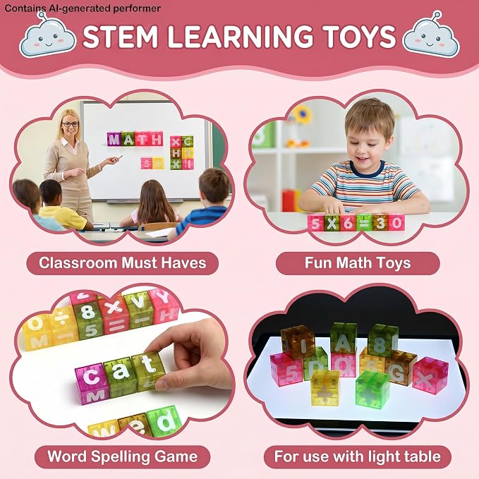 Magnetic Alphabet Blocks Letters Numbers 40pcs Travel STEM Kids 3-8 - Image 6