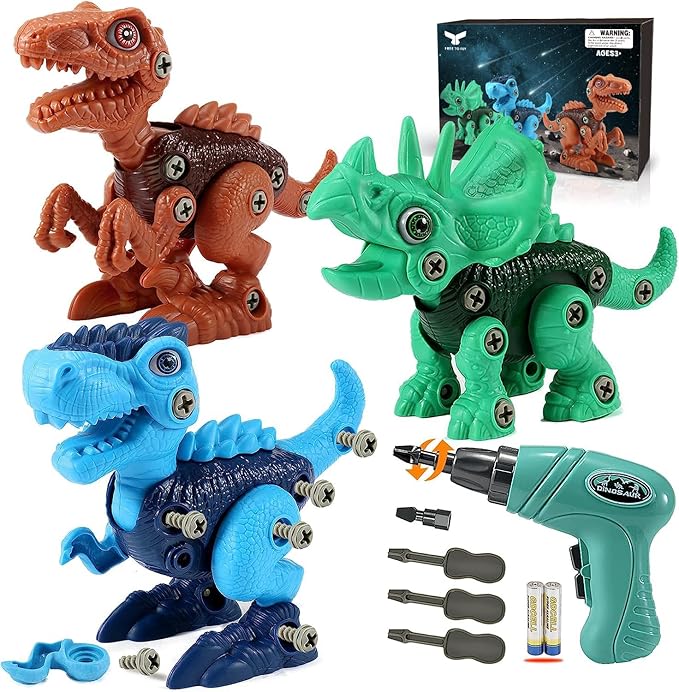 Dinosaur STEM Toys for Kids 3-5, Take Apart Dinosaur Toys with Electric Drill, Educational Building Toy & Construction Set, DIY Christmas Birthday Gifts for 3 4 5 6 7 8 Years Old Boys and Girls by FREETOFLY