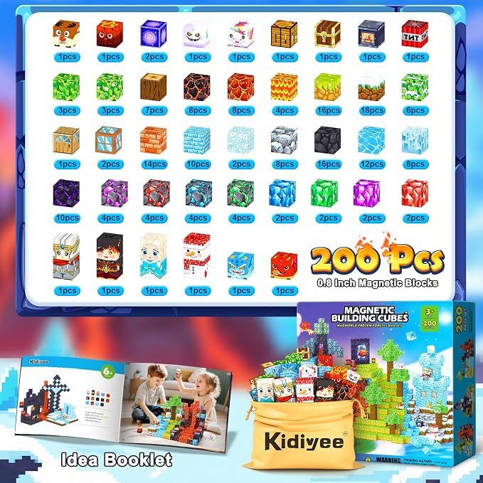 200PCS Magnetic Blocks - Build Mine Magnet World, Magnetic Building Blocks for Kids Ages 4-6 6-8 8-12, STEM Educational Sensory Toys for Boys & Girls, Birthday Toys Gifts for Kids - Image 5